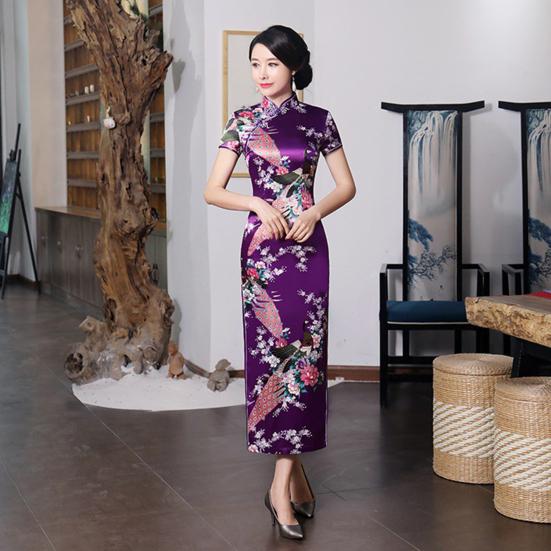 Qipao moale clasic antirid elegant cheongsam femei pentru spectacol de scenă