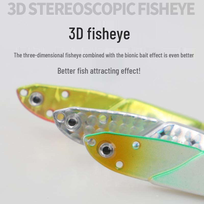 Zinc Alloy Long Cast Iron Plate Lure with Reinforced Treble Hook for Bass, Mandarin Fish, and Perch