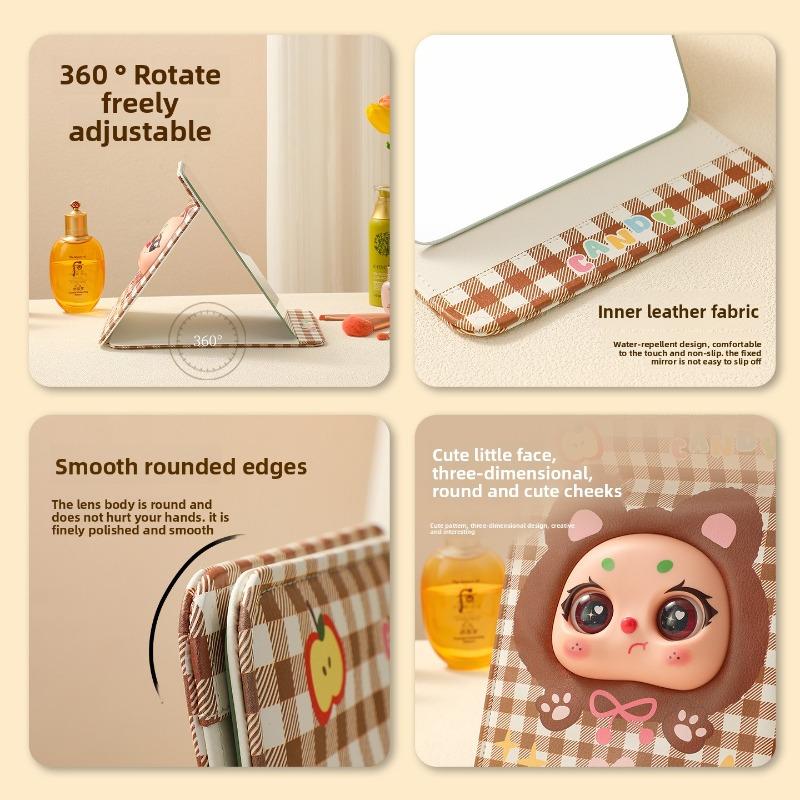 Folding Makeup Mirror, Desktop Makeup Mirror, Student Dormitory Standing Dressing Mirror, Portable Folding Flip Cover Mirror