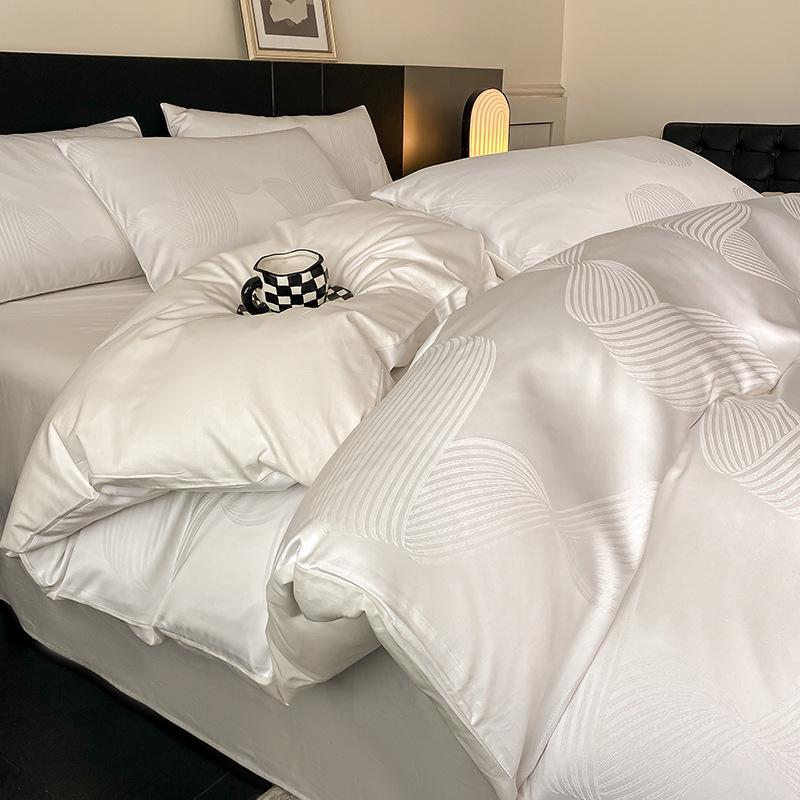 Luxury Jacquard Cotton 60s Sateen Bedding Set: Duvet Cover & Sheets