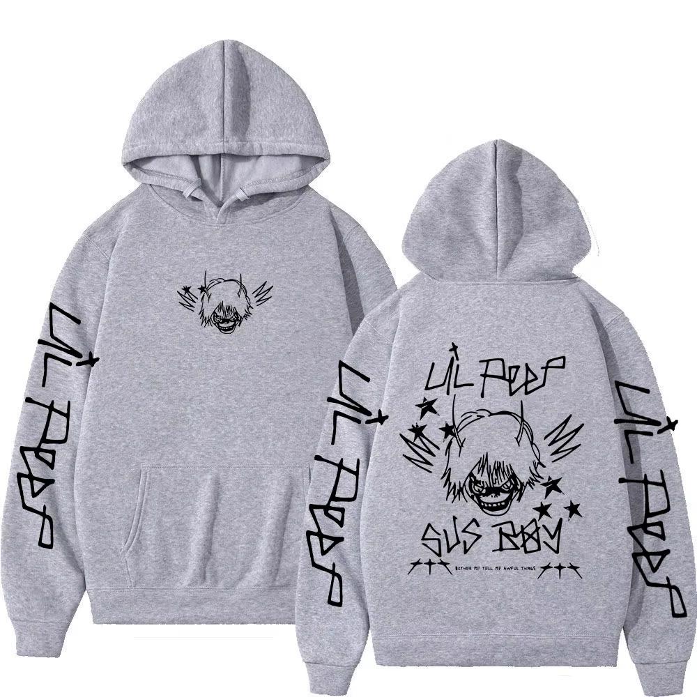 Rapper Lil Peep SUS BOY Hoodies Men Women Clothing Vintage Hip Hop Oversized Sweatshirt Casual Soft Cotton Sweatshirt Loose Cozy and Versatile