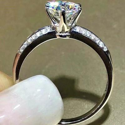Huitan Wedding Rings for Women 6 Claw Cubic Zirconia Crystal  Color Engagement Proposal Rings for Lover Trendy Jewelry