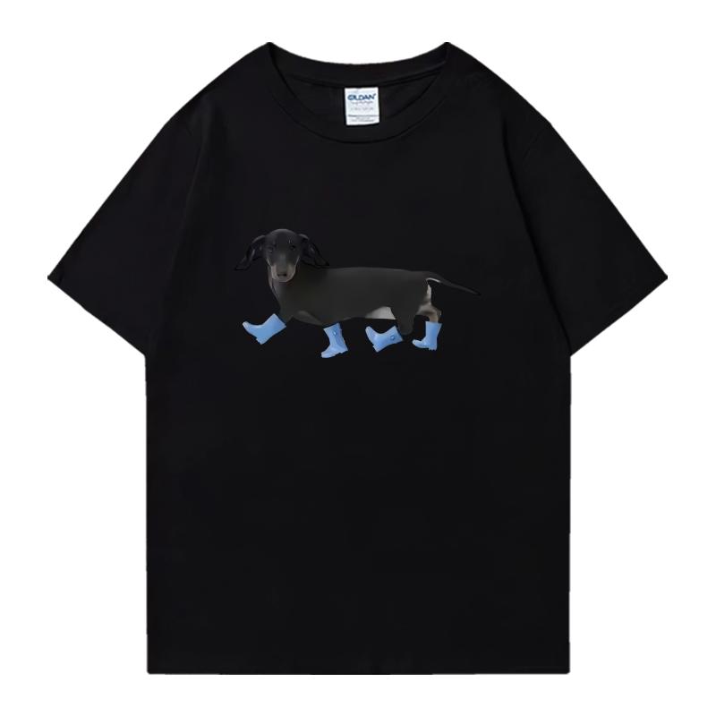 Vtipné tričko s potiskem jezevčíka 100% bavlna s krátkým rukávem Unisex Dámské s kulatým výstřihem Oversized tričko Letní Unisex oblečení