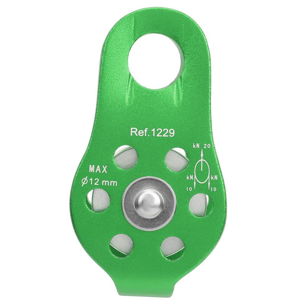 20KN Outdoor Kleine Kletterrolle Aluminium Mikro Festseitenrollen für Luftarbeit Grün