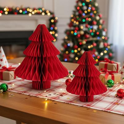 Honeycomb Christmas Tree Decoration 2pcs/3pcs 3D Artificial Tree Centerpiece Rustic for Mantel Xmas Tabletop Centerpiece