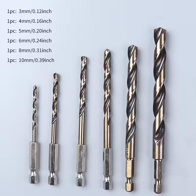 Professional 6 Piece HSS Coated Drill Bit Set with 1/4 Hex Shank Perfect for Cordless Screwdrivers and Various Materials
