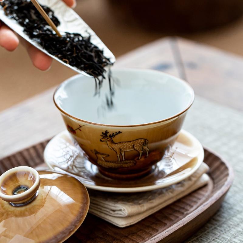 150ml Ceramic Lid Bowl Kiln Change Tea Bowl