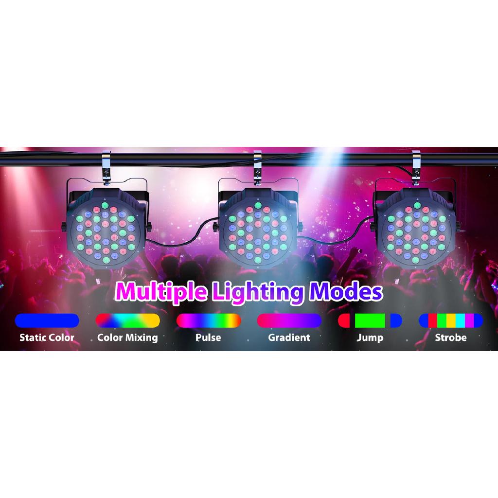 Datewink 2/4PCS Flat Par Lights 36LEDs RGB Stage Lighting Effect DMX512 Control For DJ Disco Church Wedding Party Club Christmas