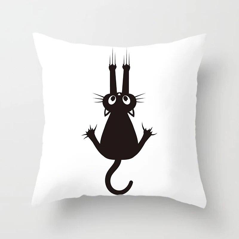Skull Cat Black  Home Decor Cushion Cover Naughty  Sofa Car Decoration 45x45cm Pillowcase Square Polyester