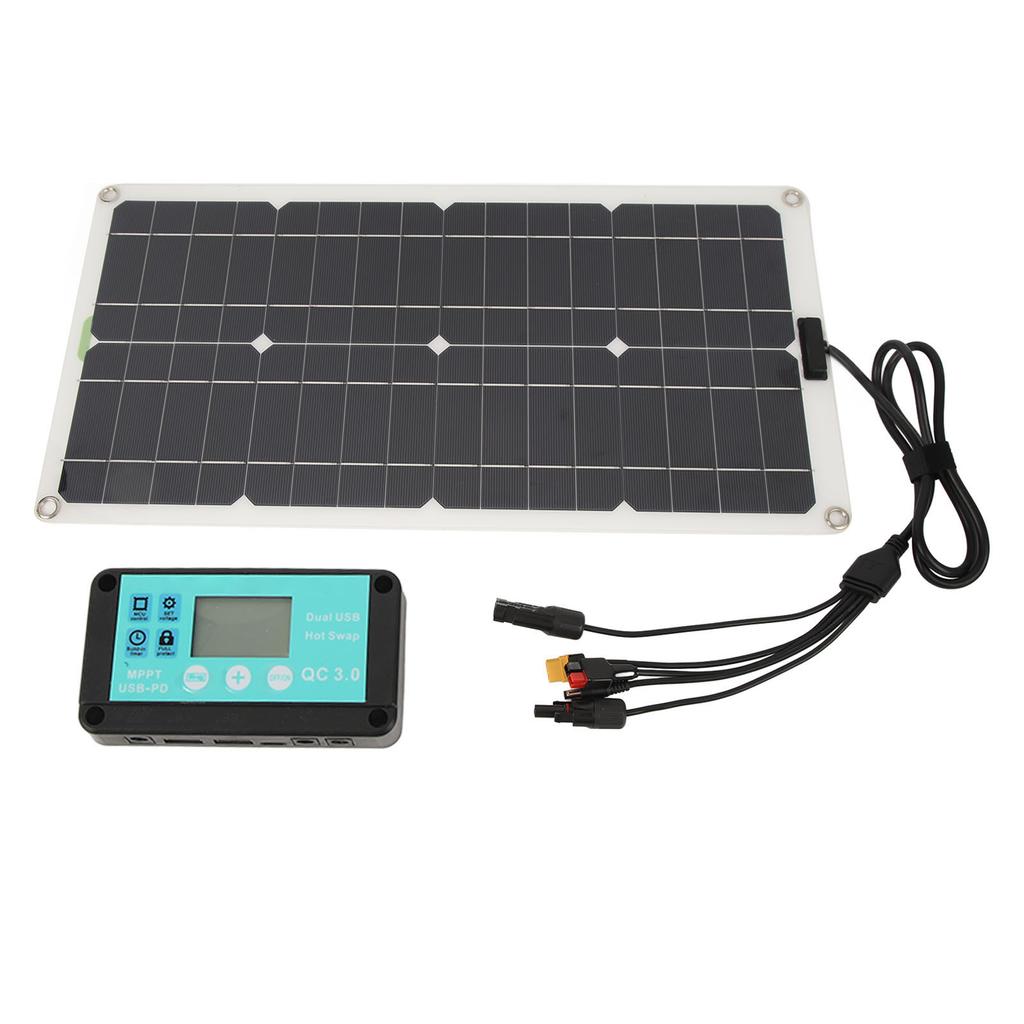 Solar Panel with Controller Monocrystalline 250W Dual USB Port Charging 12V 24V 48V High Conversion 