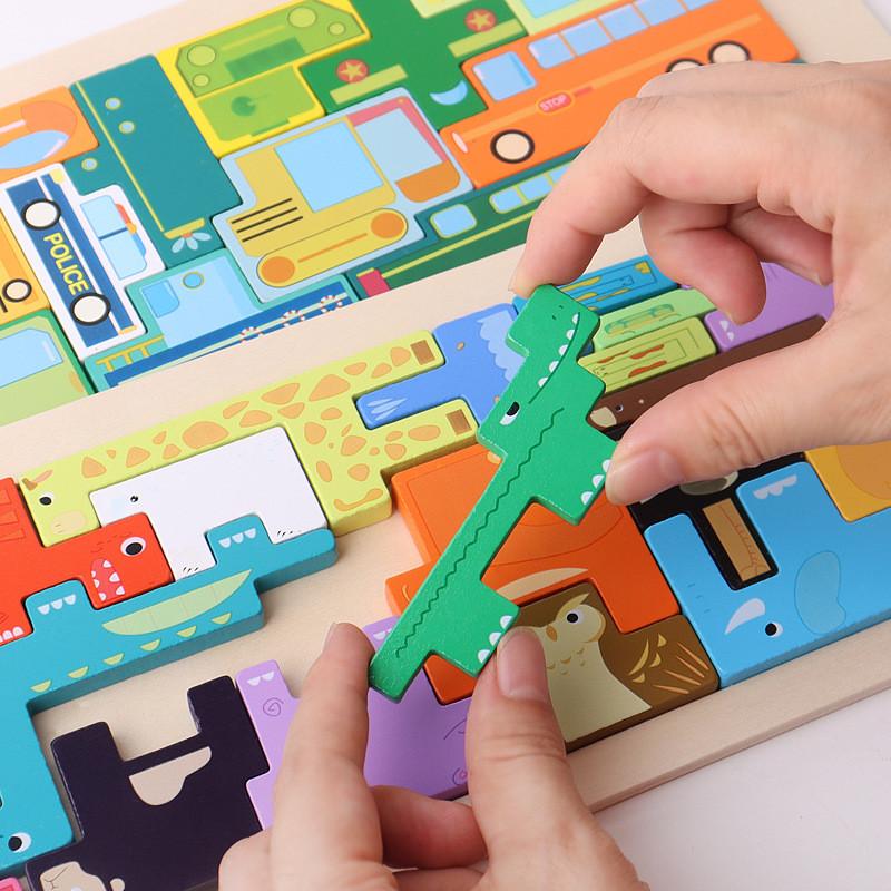 Transportation Kids Animal Puzzle Board For Shape Matching Early Education Play