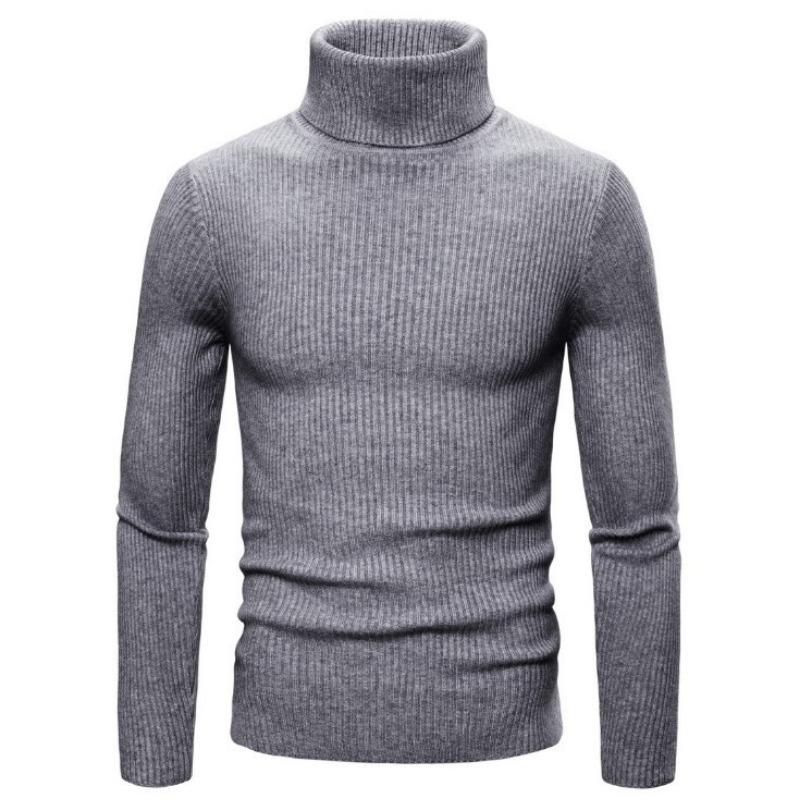 Men S Long Sleeve Knit Turtleneck Slim Fit Korean Style Stretch Base Sweater