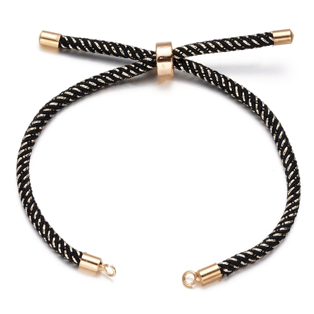 1pc Adjustable Nylon Braided Twisted Cords Slider Friendship Bracelets with Brass Cord End for Jewelry Making DIY Findings