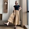 2026 Plus Size Spring/Summer Wide-Leg Ruffle Skirt Pants – Japanese Style, Solid Color, Slimming, Breathable, Versatile.