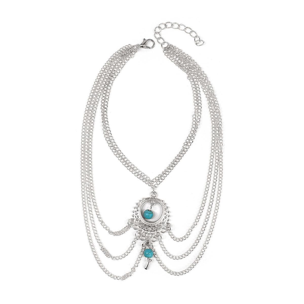 

Летние Ретро Этнические Полые Бирюзовые Цепочки на Лодыжку в Виде Капли Воды Аксессуары для Пляжной Моды для Женщин Босиком 1pcs