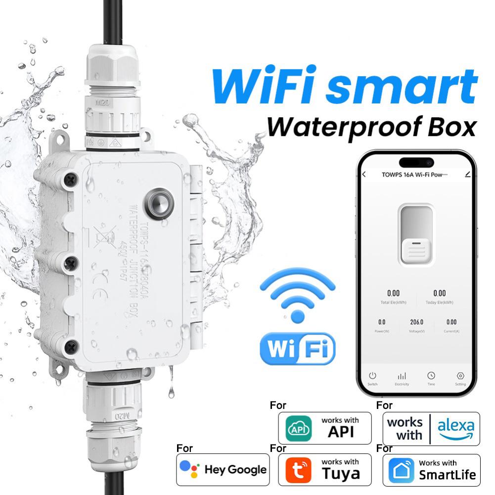 IP67 Waterproof For Smart Outdoor Switch Box 1 to 16 Amp WiFi Remote Control for Heavy Duty Applications Garden Lighting