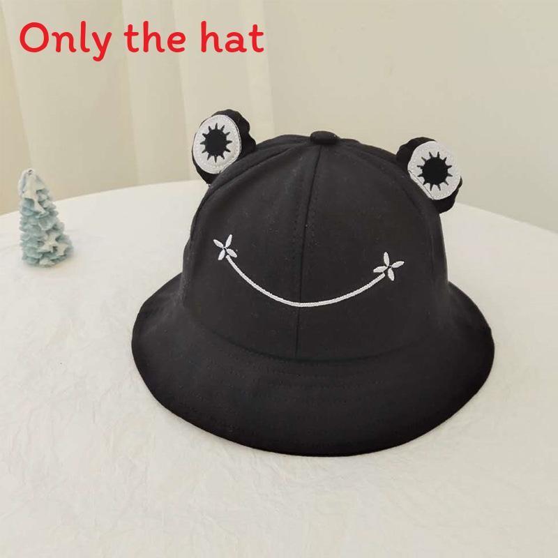 Sweet And Cute Frog Face Embroidered Fisherman Hat For Women Style Sun Protection Breathable Spring Summer Cap