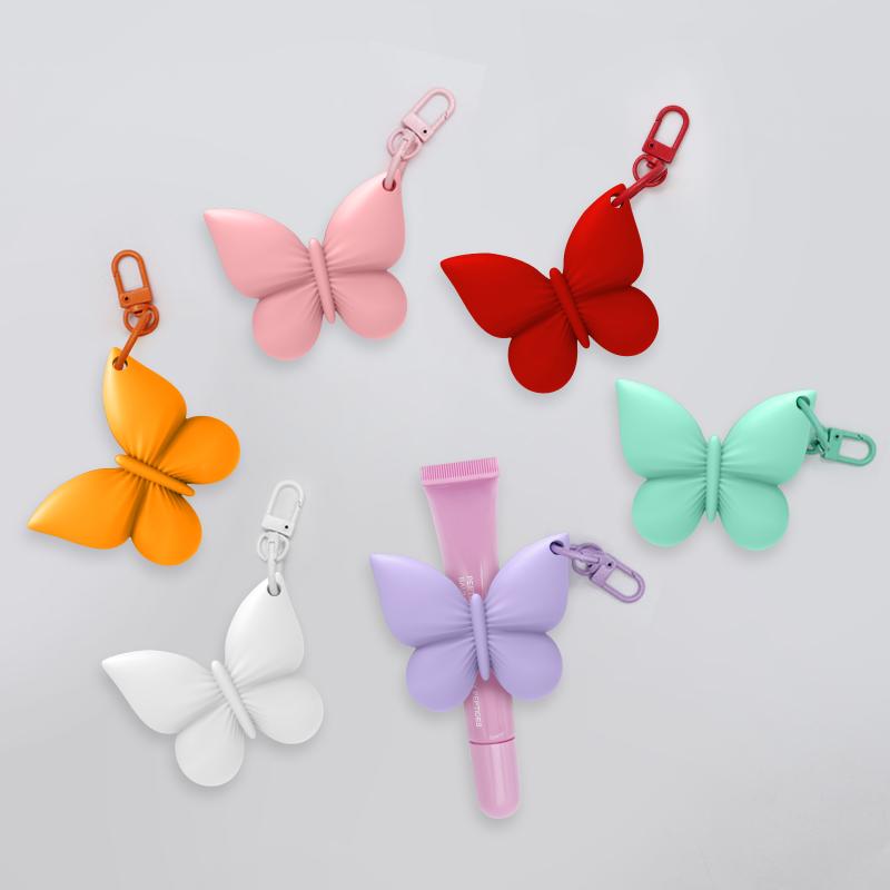 Portable Silicone Lip Balm Holder Keyring for Easy Access Stylish Bowknot Design