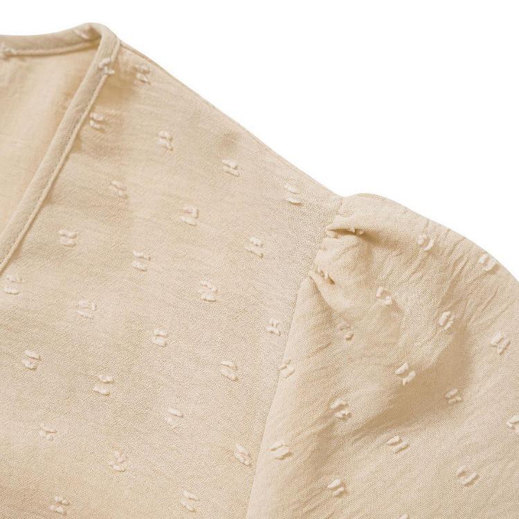 Women Casual V-Neck Short Sleeve A-Line Dress High Waist Above Knee Solid Color Lotus Leaf Design Spring Summer S-XL