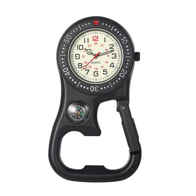 JEWELRYWE Carabiner Pocket Watch with Luminous Nurse Easy To Black Dial, Watch, Keychain, Carry, Unisex,