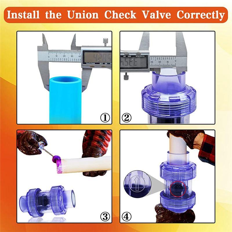 Feb.Check Valve 3/4 Inch True Union Check Valve Transparent Blue UPVC Check Valve Pipeline Check Valve One-Way Valve