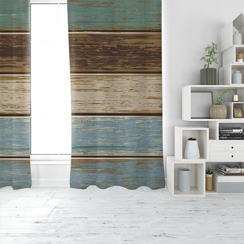 2pcs- Multi-color Artificial Wood Board Polyester Curtains, Bathroom, Bedroom, Living Room, and Family Room Decorative Curtains