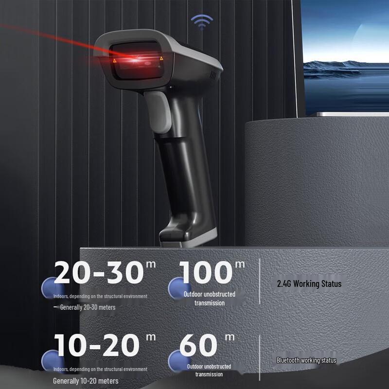 Deli 14881B Wireless 1D Barcode Scanner