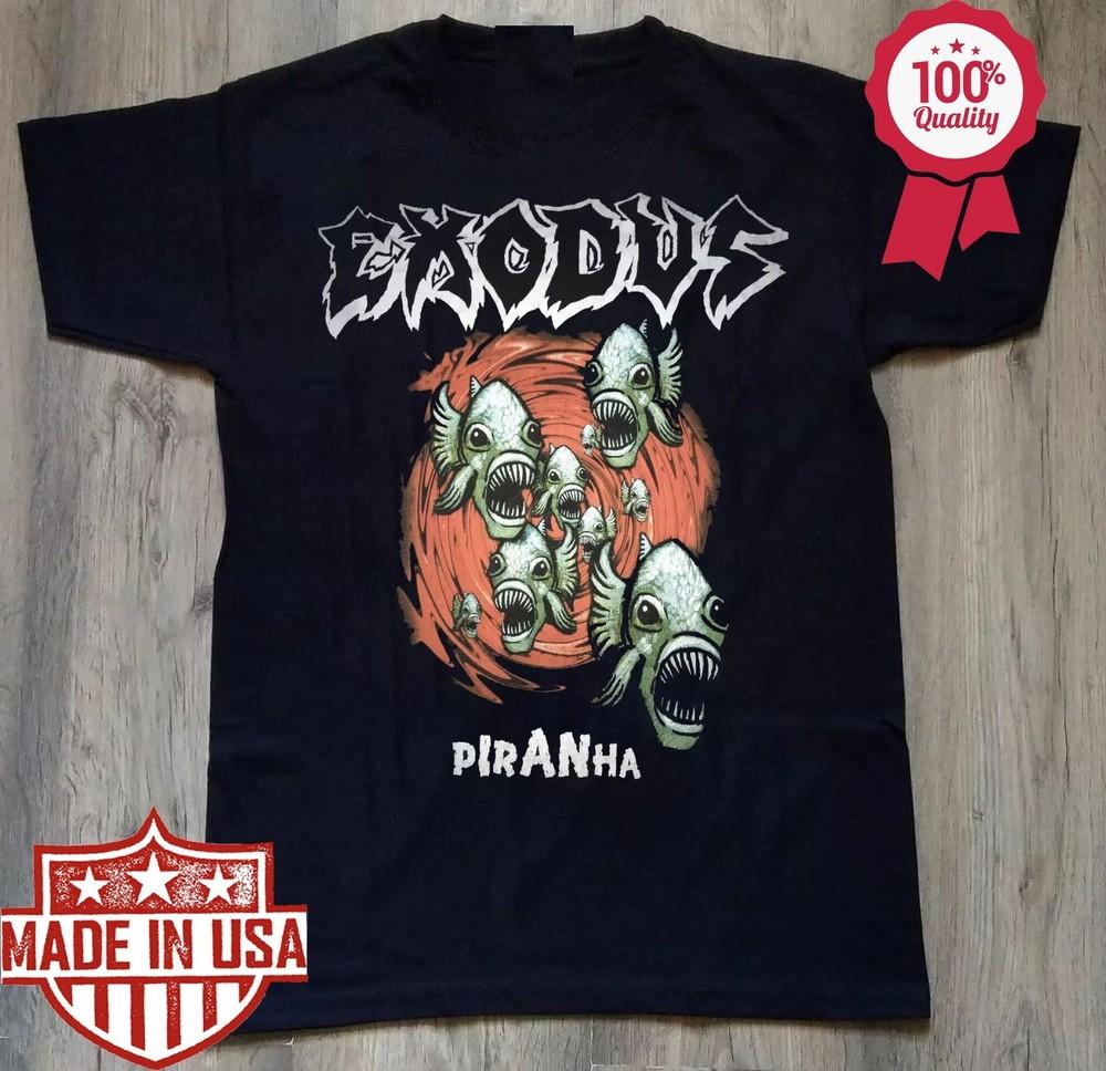 Exodus Band Piranha Short Sleeve Black All Size TShirt ZL371 Unisex T-Shirt XXL