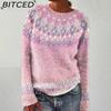 Women's Sweater - O-Neck Color-Blocked Oversized Fashion Pullover Knit