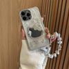 Epoxy Rhinestone Kt Cat Mirror Mobile Phone Case for Apple 17 Premium Sense Iphone16 Light Luxury 15 Pearl Bow Tie