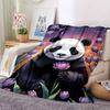 1pc Panda Flower Garden Blanket - Lightweight Flannel Fleece with Digital Printing, Soft Warm for Sofa, Travel, Camping, Office yy251018302