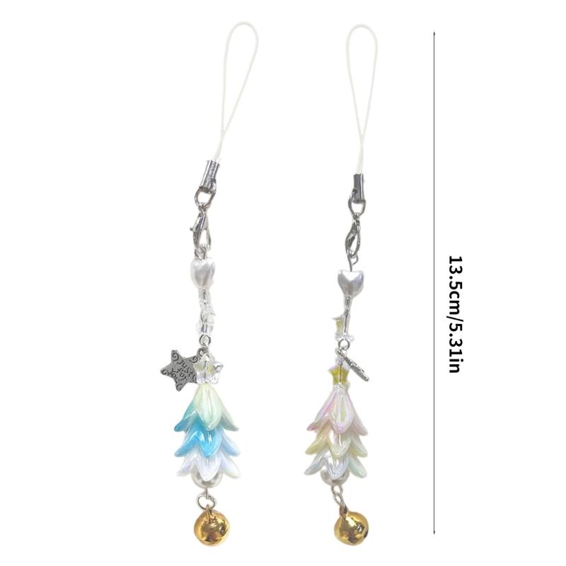 Christmas Tree Pendant Phone Chain Strap Star Charm Keychain Phone Lanyard Acrylic Keyring Bag Ornament Party Jewelry