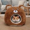 Cute Cartoon Hamster Warm Nest Semi-enclosed Bear Shape Guinea Pig House Soft Hamster Cotton Nest for Small Animal
