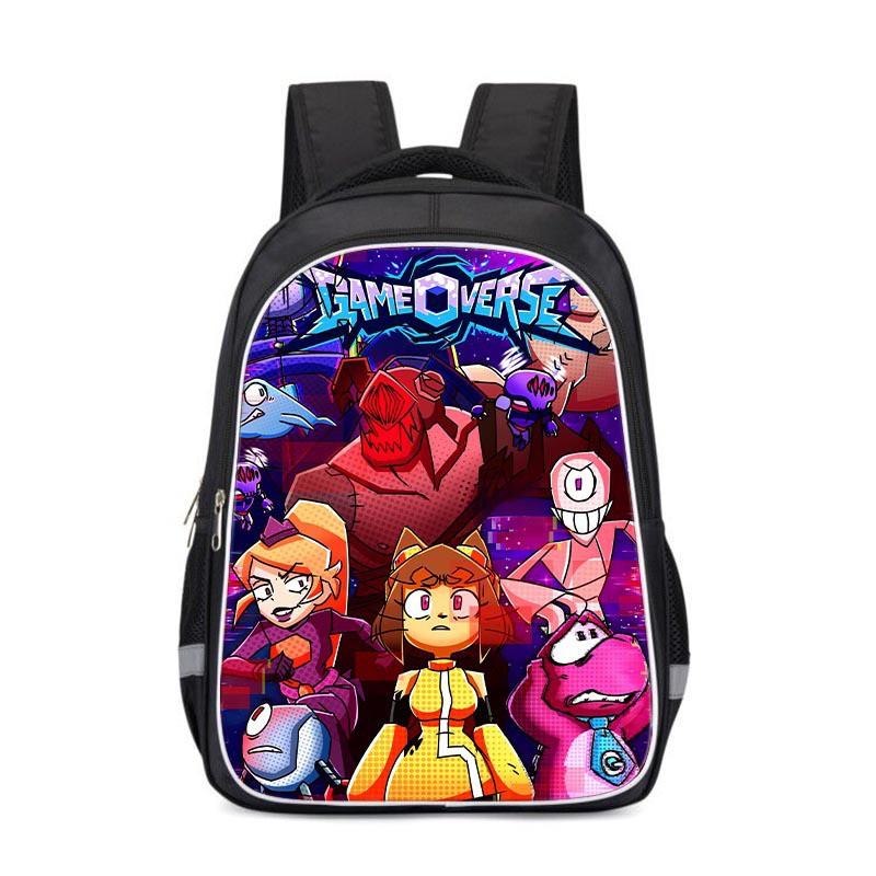 Kids Cartoon Print Backpack School Lightweight Ergonomic Design With Reflective Safety Stripes Oxford Fabric Grade 3-4