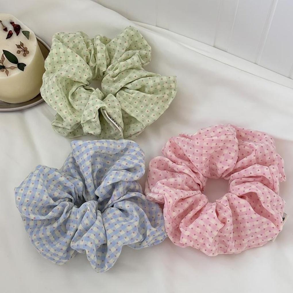 Women's Colorful Check Dot Scrunchie Hair Band