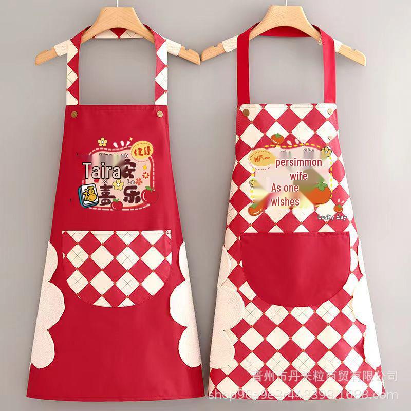 

Пользовательский мультяшный фартук года Дракона: Водонепроницаемый, Маслостойкий, Регулируемый кухонный фартук на талию для взрослых Strip Regular Lattice Red Pocket Good Luck