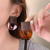 Caramel Color Smudged Disc Resin Earrings Women's Retro Light Luxury Exaggerated Personality Unique Exquisite Earrings Earrings