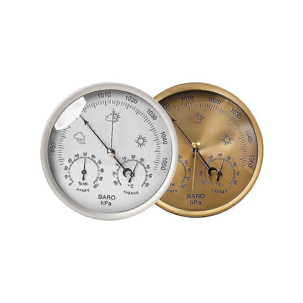 Analog Weather Station 3 In 1 Stainless Steel 132 Mm - Barometer, Thermometer, Hygrometer, Silver