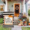 AVOIN colorlife Hello Pumpkin Fall Garden Flag 12 x 18 Inch Watercolor Stripes Double Sided, Autumn Seasonal Rustic Yard Outdoor Decoration