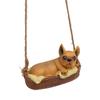 Garden Dog Statue Outdoor Resin Swing Ornament Hanging Decoration Home Bulldog Animal Gift Yello  Brown