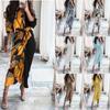 Wish Summer Long Sleeve Collar Button Print Dress Long Dress Women's Clothing