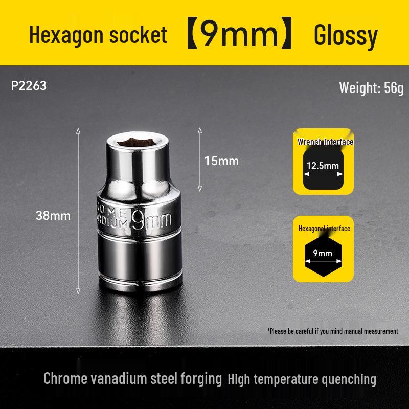 Metric Mirror Finish 1/2" Short Socket Manual Gear Tooth Hex Star Socket