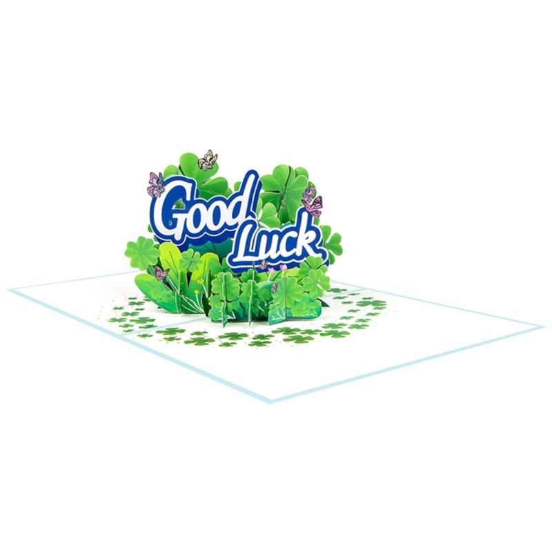 Good Luck Popup  Card Clovers Popup  Greetings Card 3D Birthday Card Gift Cards for Graduations