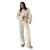 Knitted Long-sleeved Wide-leg Trousers Set, European, American Autumn and Winter New Zipper Jacket Trousers Casual Suit