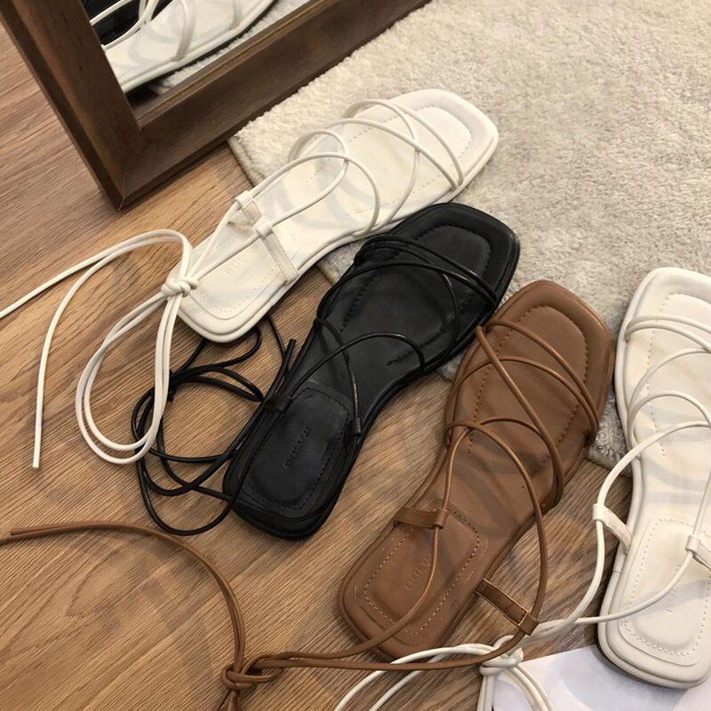 Summer Women's Sandals Elegant Retro Casual Shoes V Shape Design Cross Strap Slingback Open Toe Beach Shoes for Women Roman Shoe