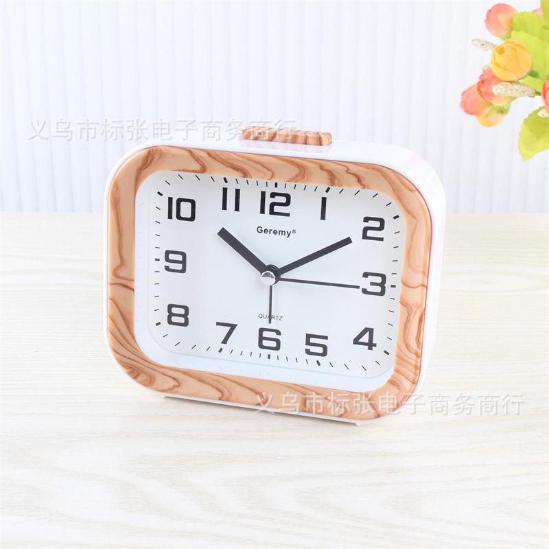 Simple Alarm Clock Imitation Wood Grain Children's Electronic Clock Student Desktop Clock with Alarm