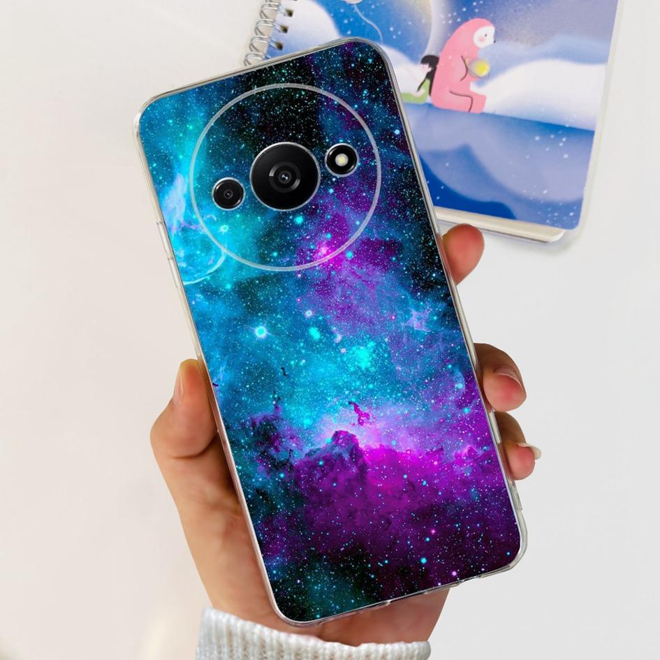 For Funda Xiaomi Redmi A3 Case 2024 Fashion Flower Transparent Silicone Soft TPU Phone Case For Xiomi Redmi A3 RedmiA3 4G Covers
