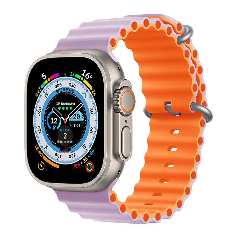 Ремешок из двухцветного силикона Apple Marine для часов 8/7/SE/Ultra Sports