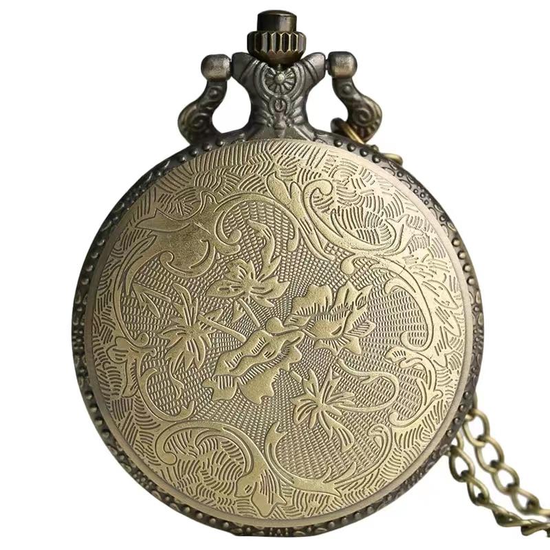 Vintage Bronze Poker Cartoon Quartz Pocket Watch for Men Women