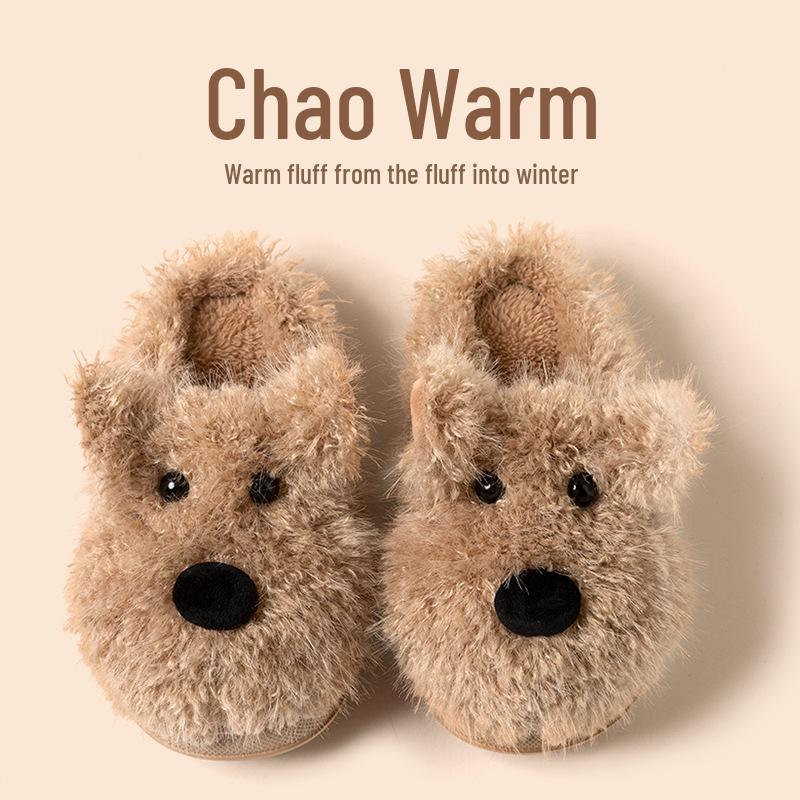 2025 Téli Aranyos Rajzfilm Kiskutya Gyerek Plüss Pamut Papucs Szülő-Gyermek, Lányoknak, Fiúknak és Nagyobb Gyerekeknek—Meleg & Kényelmes